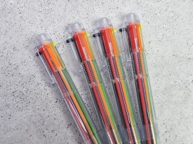 Pack 4 lapiceras colores intercambiables TRANSPARENTES